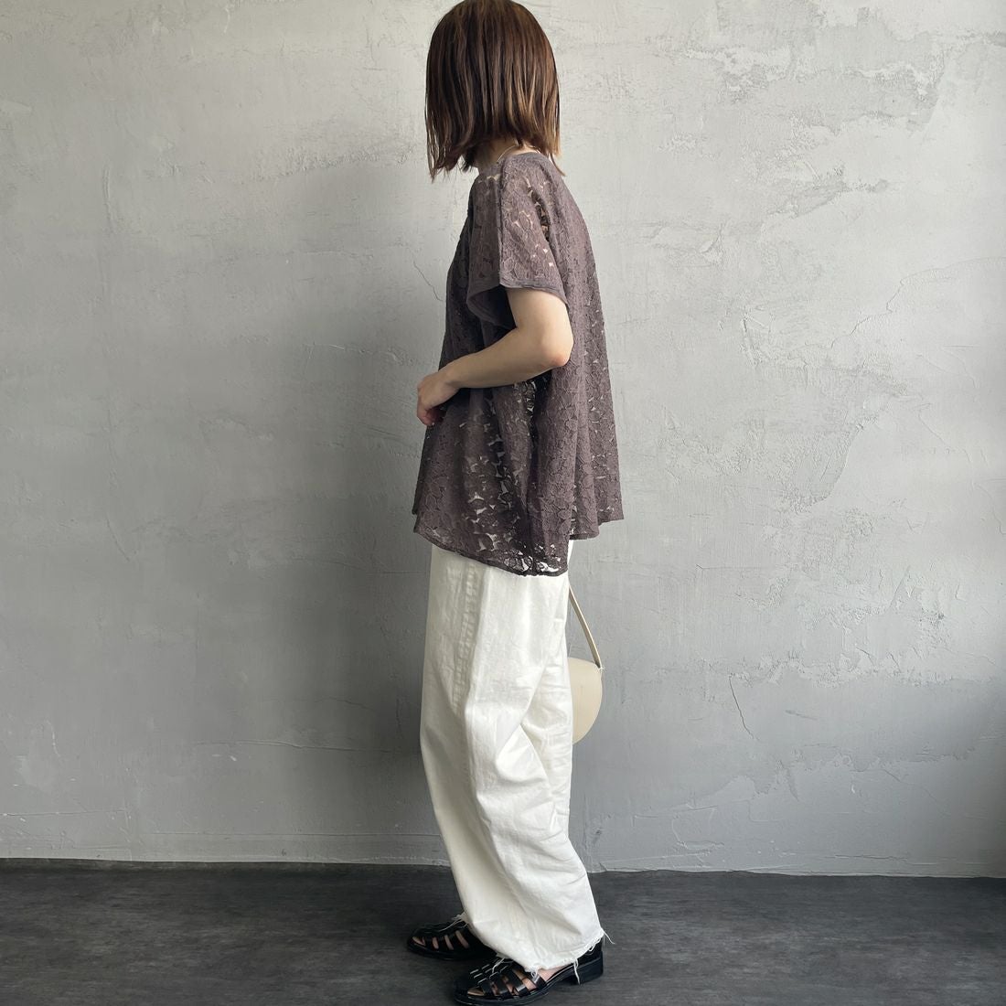 soil [ソイル] チュールレースフレンチスリーブスモック [NSL25052] 9700 CCR &&モデル身長：158cm 着用サイズ：1&&