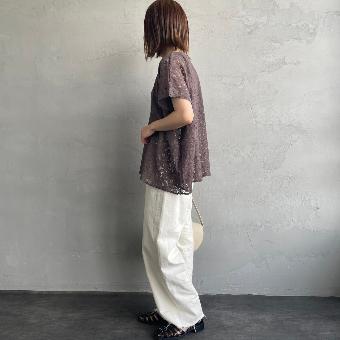 soil [ソイル] チュールレースフレンチスリーブスモック [NSL25052] 9700 CCR &&モデル身長：158cm 着用サイズ：1&&