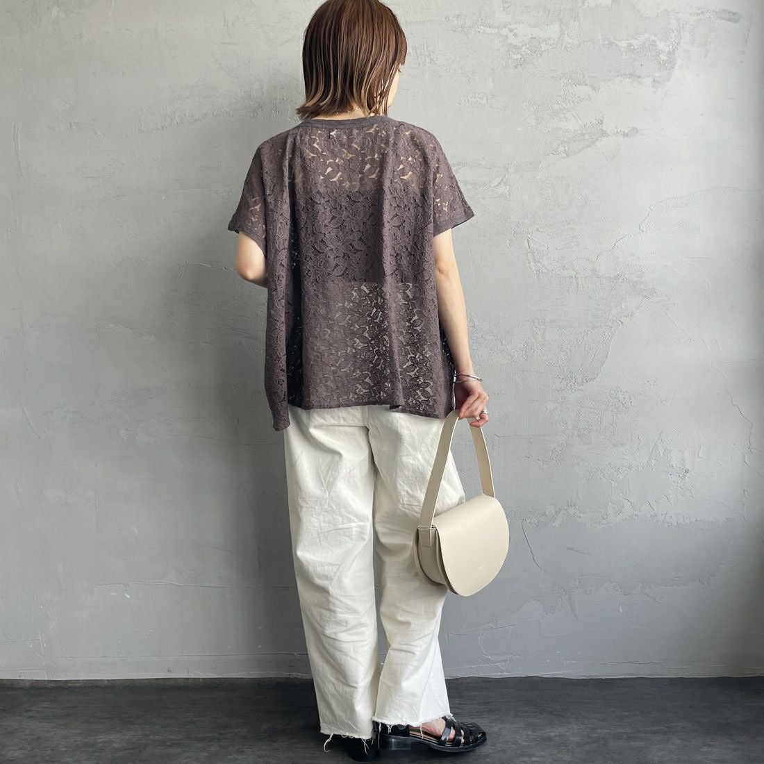 soil [ソイル] チュールレースフレンチスリーブスモック [NSL25052] 9700 CCR &&モデル身長：158cm 着用サイズ：1&&