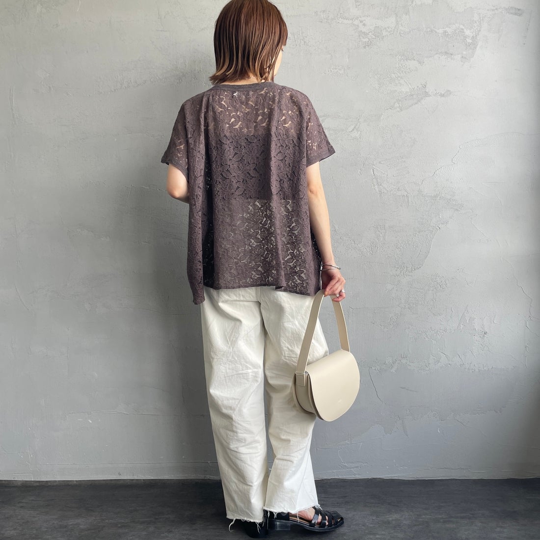 soil [ソイル] チュールレースフレンチスリーブスモック [NSL25052] 9700 CCR &&モデル身長：158cm 着用サイズ：1&&