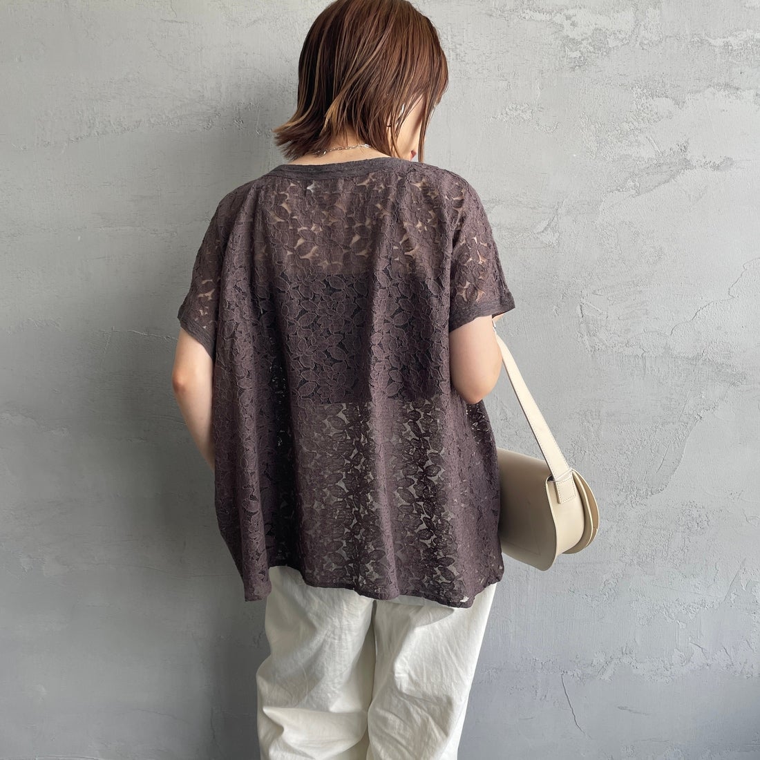 soil [ソイル] チュールレースフレンチスリーブスモック [NSL25052] 9700 CCR &&モデル身長：158cm 着用サイズ：1&&