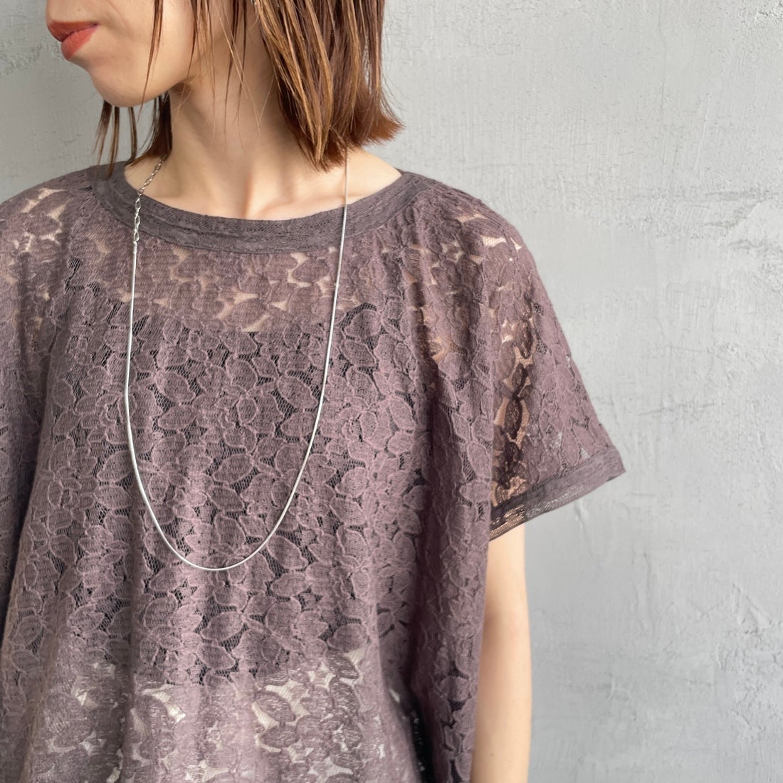 soil [ソイル] チュールレースフレンチスリーブスモック [NSL25052] 9700 CCR &&モデル身長：158cm 着用サイズ：1&&