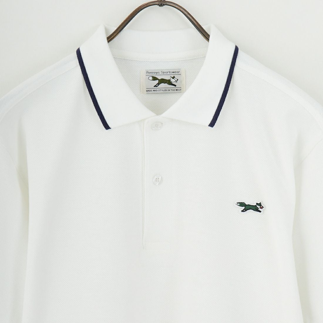 THE FOX [ザフォックス] 別注 ワンポイントロゴ ティップラインポロシャツ [JFU25SS-09-JF] WHT/NVY