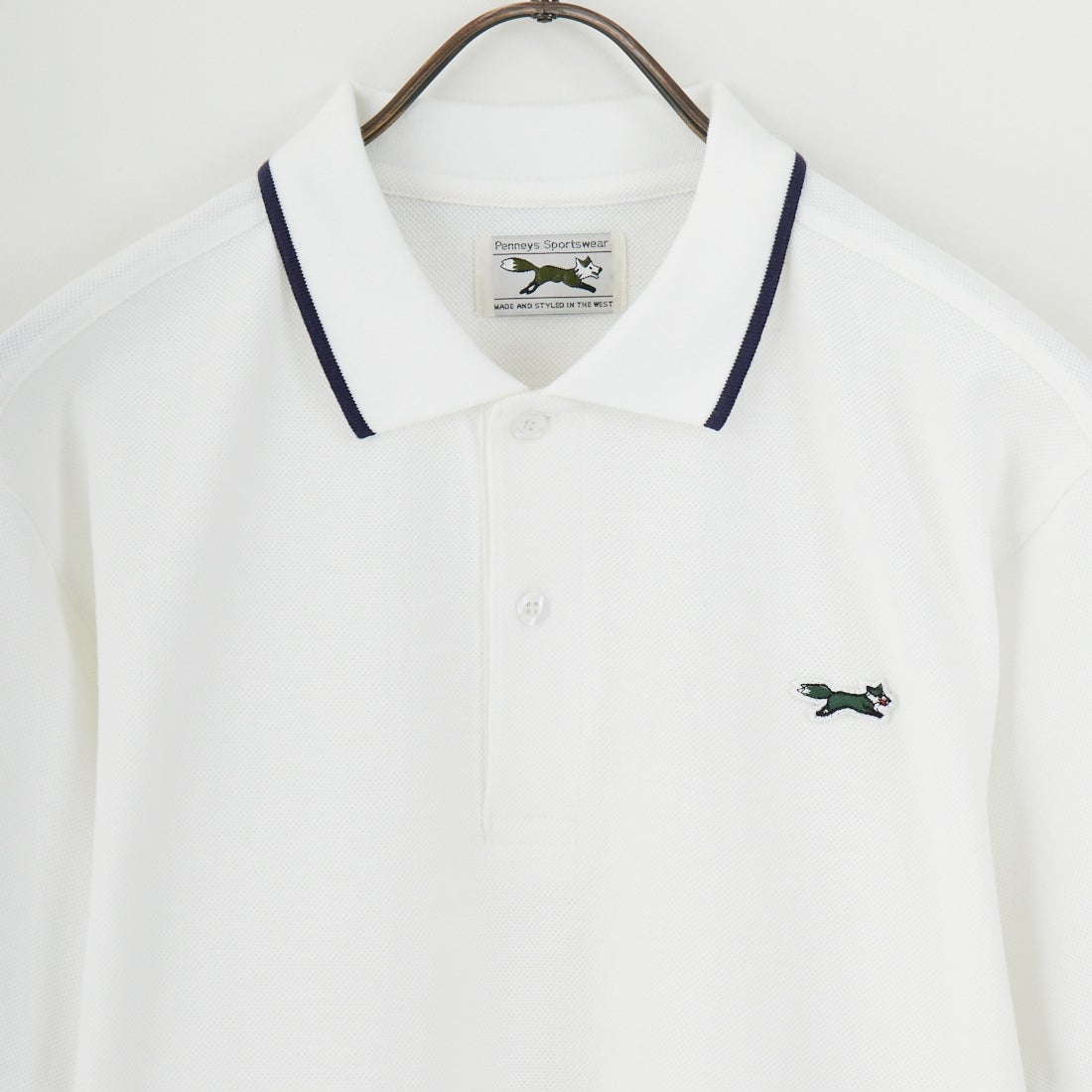 THE FOX [ザフォックス] 別注 ワンポイントロゴ ティップラインポロシャツ [JFU25SS-09-JF] WHT/NVY