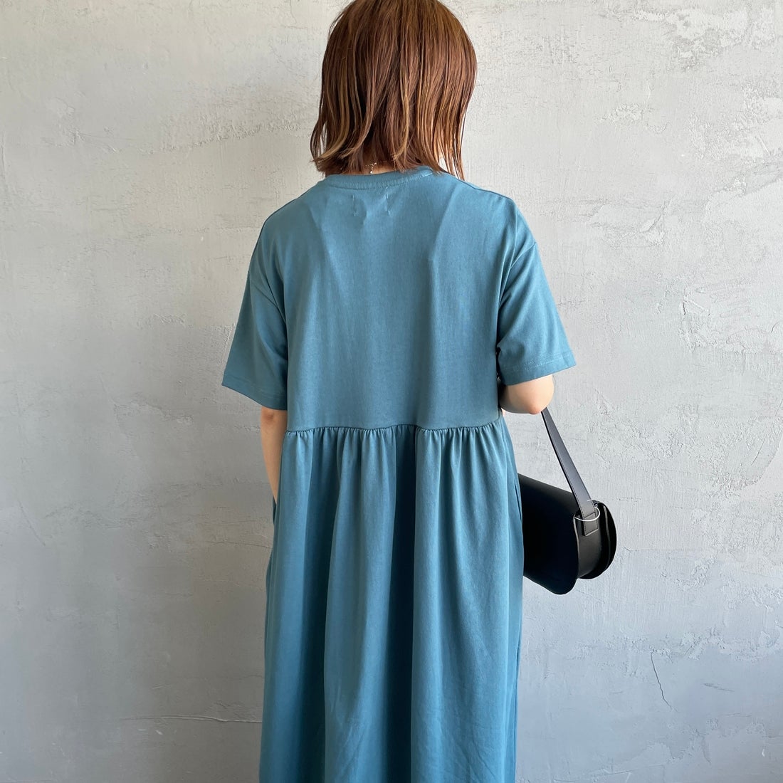 THE FOX [ザフォックス] 別注 ウエスト切替 マキシ丈ギャザーワンピース [JFL25SS-07-JF] ﾌﾞﾙｰ &&モデル身長：158cm 着用サイズ：M&&