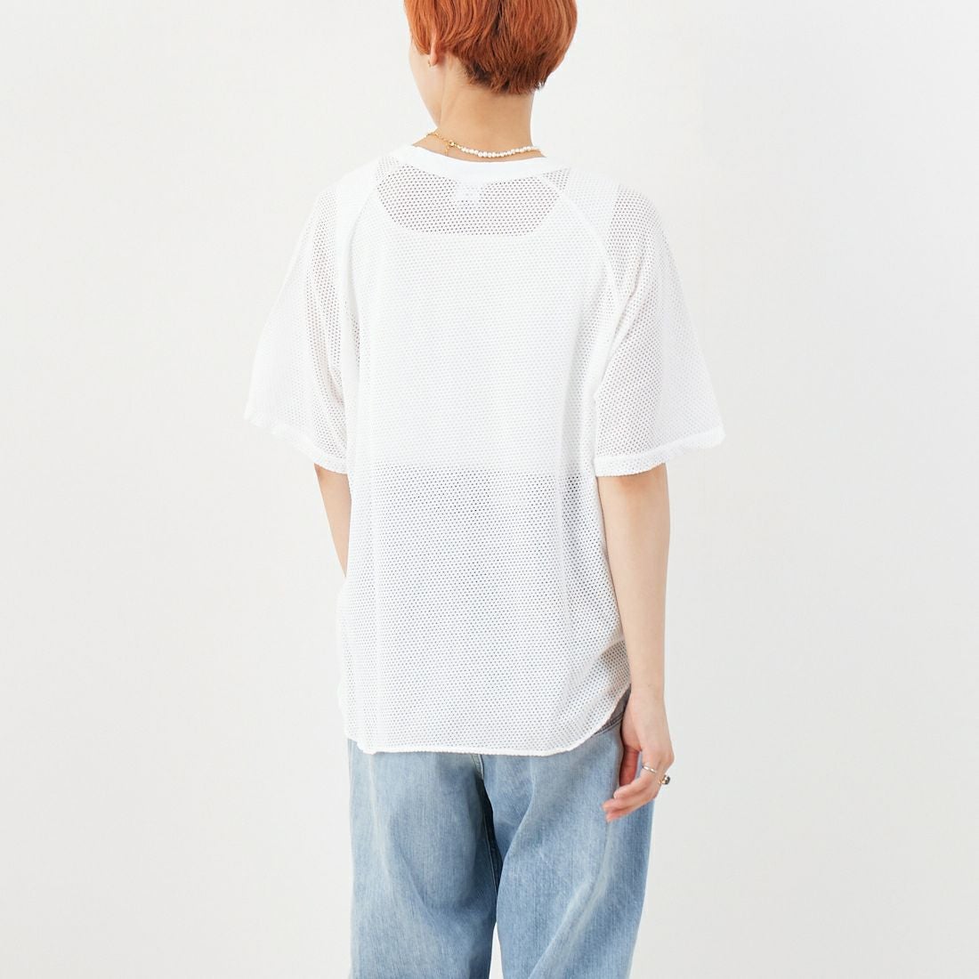WALLA WALLA SPORT [ワラワラスポーツ] コットンメッシュラグランTシャツ [COTTON-MESH-RAGLAN] WHITE &&モデル身長：160cm 着用サイズ：M&&