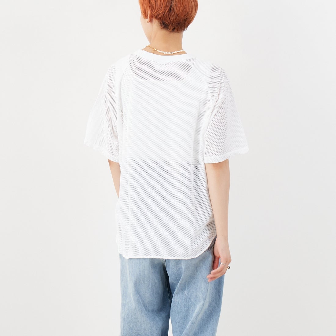 WALLA WALLA SPORT [ワラワラスポーツ] コットンメッシュラグランTシャツ [COTTON-MESH-RAGLAN] WHITE &&モデル身長：160cm 着用サイズ：M&&