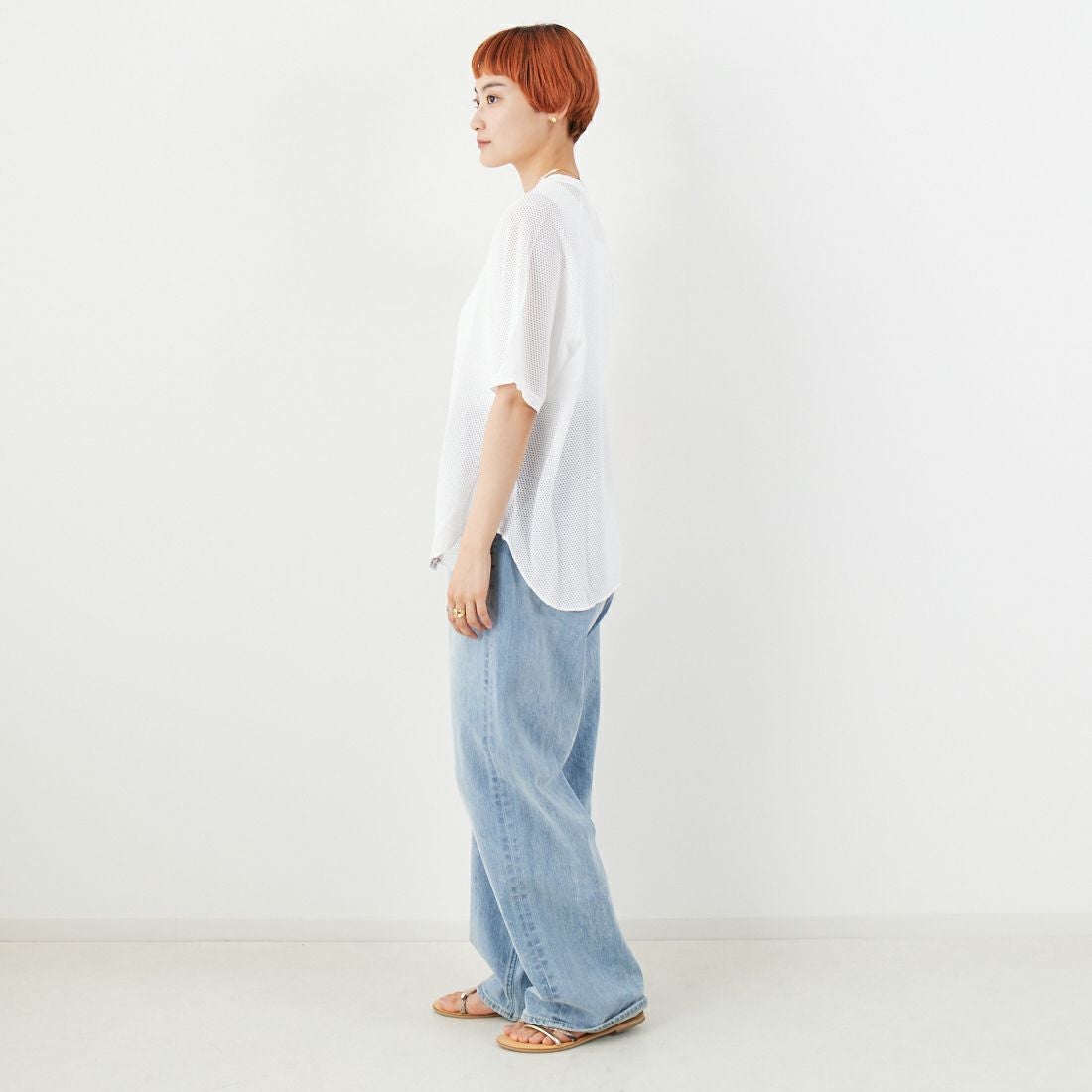 WALLA WALLA SPORT [ワラワラスポーツ] コットンメッシュラグランTシャツ [COTTON-MESH-RAGLAN] WHITE &&モデル身長：160cm 着用サイズ：M&&