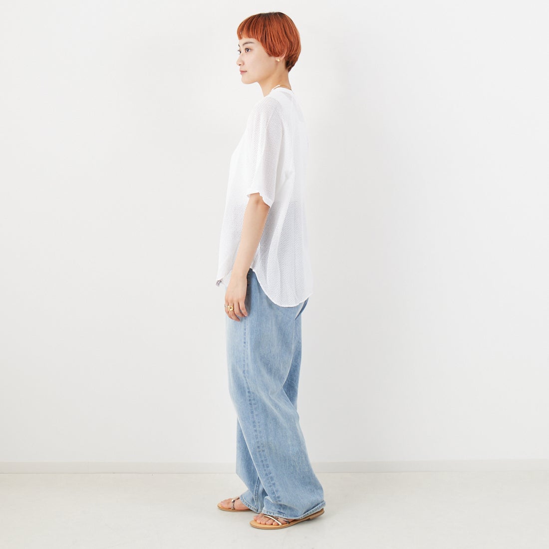 WALLA WALLA SPORT [ワラワラスポーツ] コットンメッシュラグランTシャツ [COTTON-MESH-RAGLAN] WHITE &&モデル身長：160cm 着用サイズ：M&&
