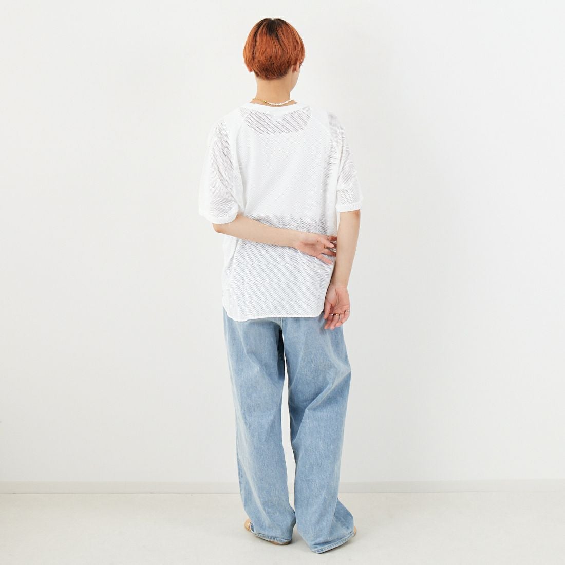 WALLA WALLA SPORT [ワラワラスポーツ] コットンメッシュラグランTシャツ [COTTON-MESH-RAGLAN] WHITE &&モデル身長：160cm 着用サイズ：M&&