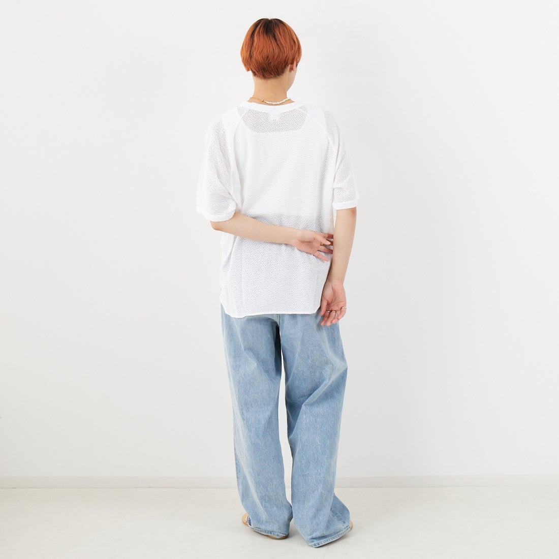 WALLA WALLA SPORT [ワラワラスポーツ] コットンメッシュラグランTシャツ [COTTON-MESH-RAGLAN] WHITE &&モデル身長：160cm 着用サイズ：M&&