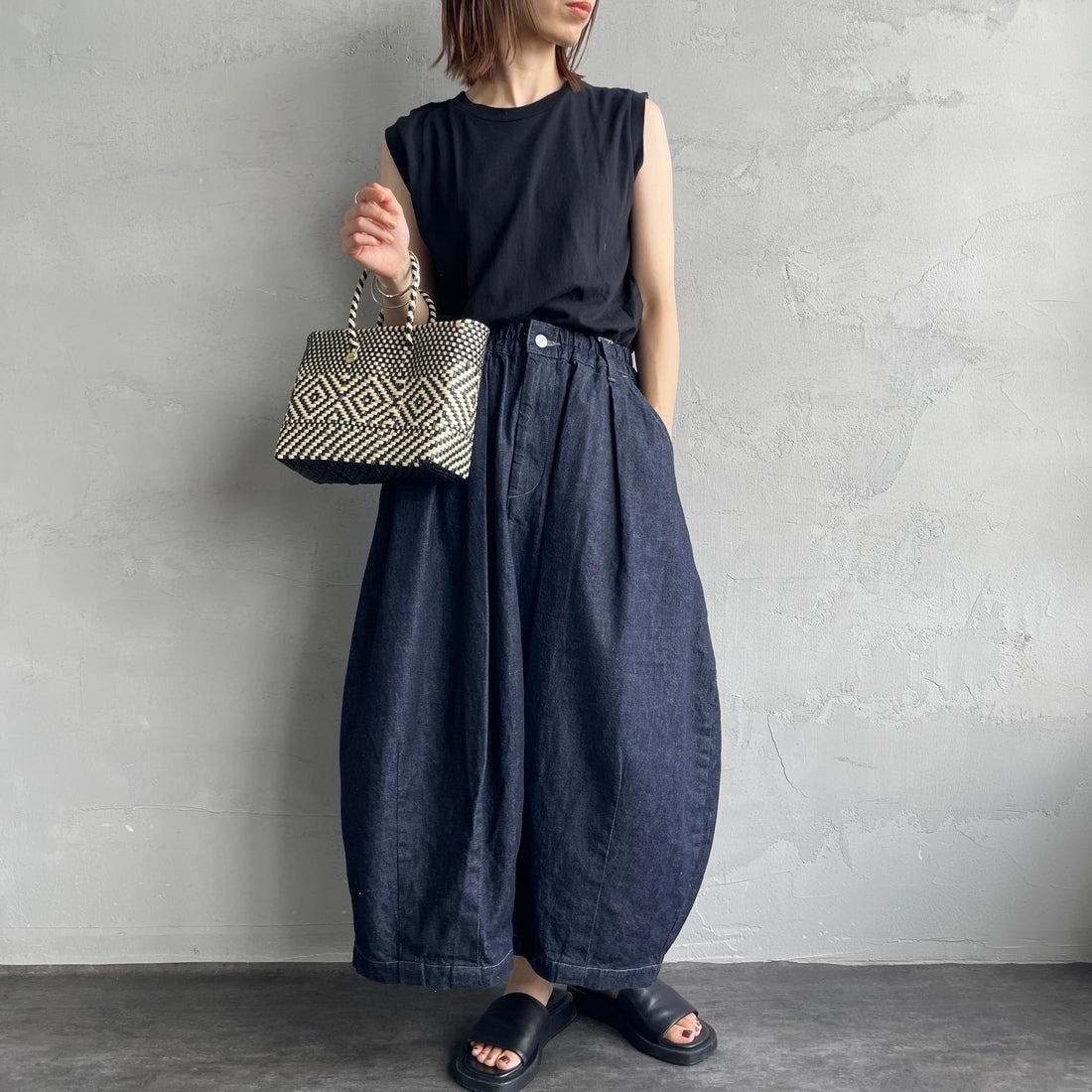 HARVESTY [ハーベスティ] デニムサーカススカート [A22504] 98 ONE-WAS &&モデル身長：158cm 着用サイズ：0&&