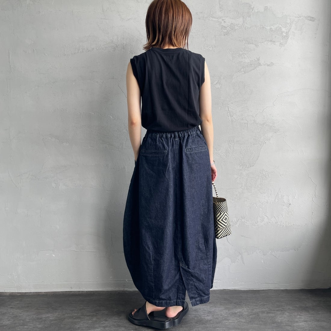 HARVESTY [ハーベスティ] デニムサーカススカート [A22504] 98 ONE-WAS &&モデル身長：158cm 着用サイズ：0&&