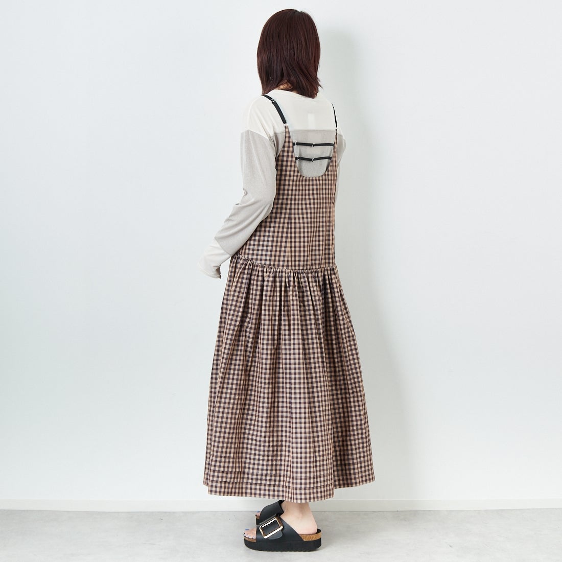 MAISON SPECIAL [メゾンスペシャル] ティアードボリュームキャミワンピース [21251265806] BRN &&モデル身長：167cm 着用サイズ：36&&