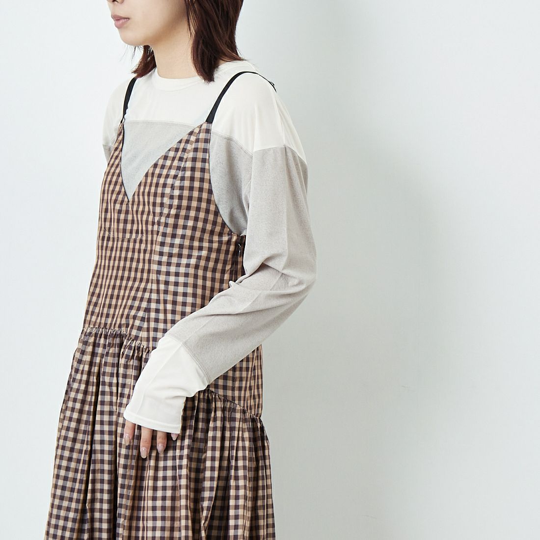 MAISON SPECIAL [メゾンスペシャル] ティアードボリュームキャミワンピース [21251265806] BRN &&モデル身長：167cm 着用サイズ：36&&