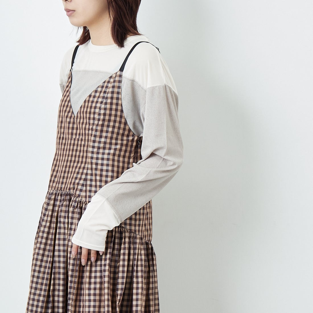 MAISON SPECIAL [メゾンスペシャル] ティアードボリュームキャミワンピース [21251265806] BRN &&モデル身長：167cm 着用サイズ：36&&