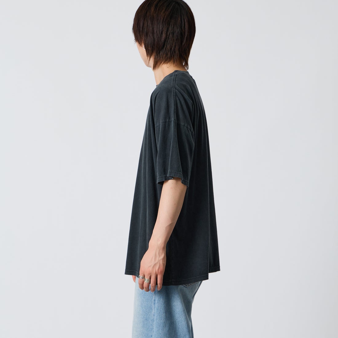 REMI RELIEF [レミレリーフ] 別注 SP加工ビッグプリントTシャツ LEOPARDS [RN28369290-JF] BLACK &&モデル身長：177cm 着用サイズ：M&&