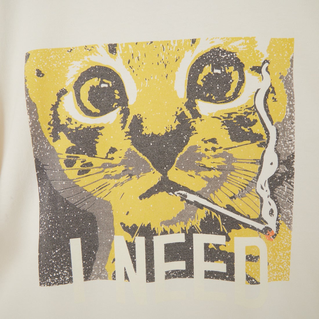REMI RELIEF [レミレリーフ] 別注 SP加工ビッグプリントTシャツ CAT I NEED [RN28369297-JF] OFF WHITE