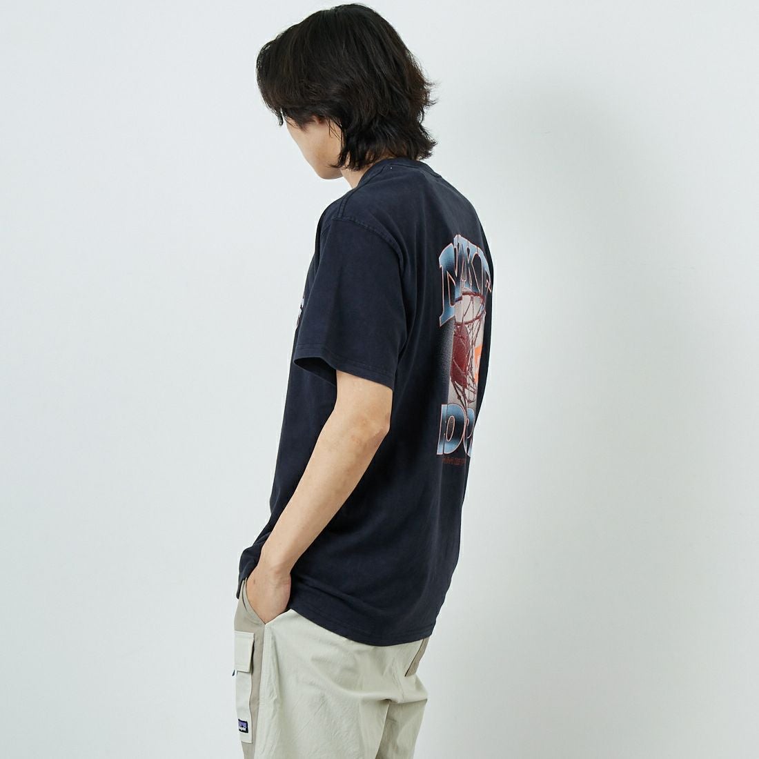 NIKE [ナイキ] マックス90 バスケットボールTシャツ [HJ3437] 010 BLACK 010 BLACK&&モデル身長：180cm 着用サイズL：L&&