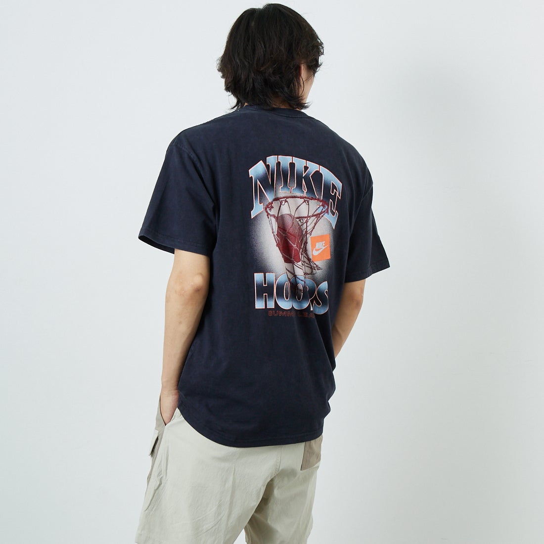 NIKE [ナイキ] マックス90 バスケットボールTシャツ [HJ3437] 010 BLACK 010 BLACK&&モデル身長：180cm 着用サイズL：L&&