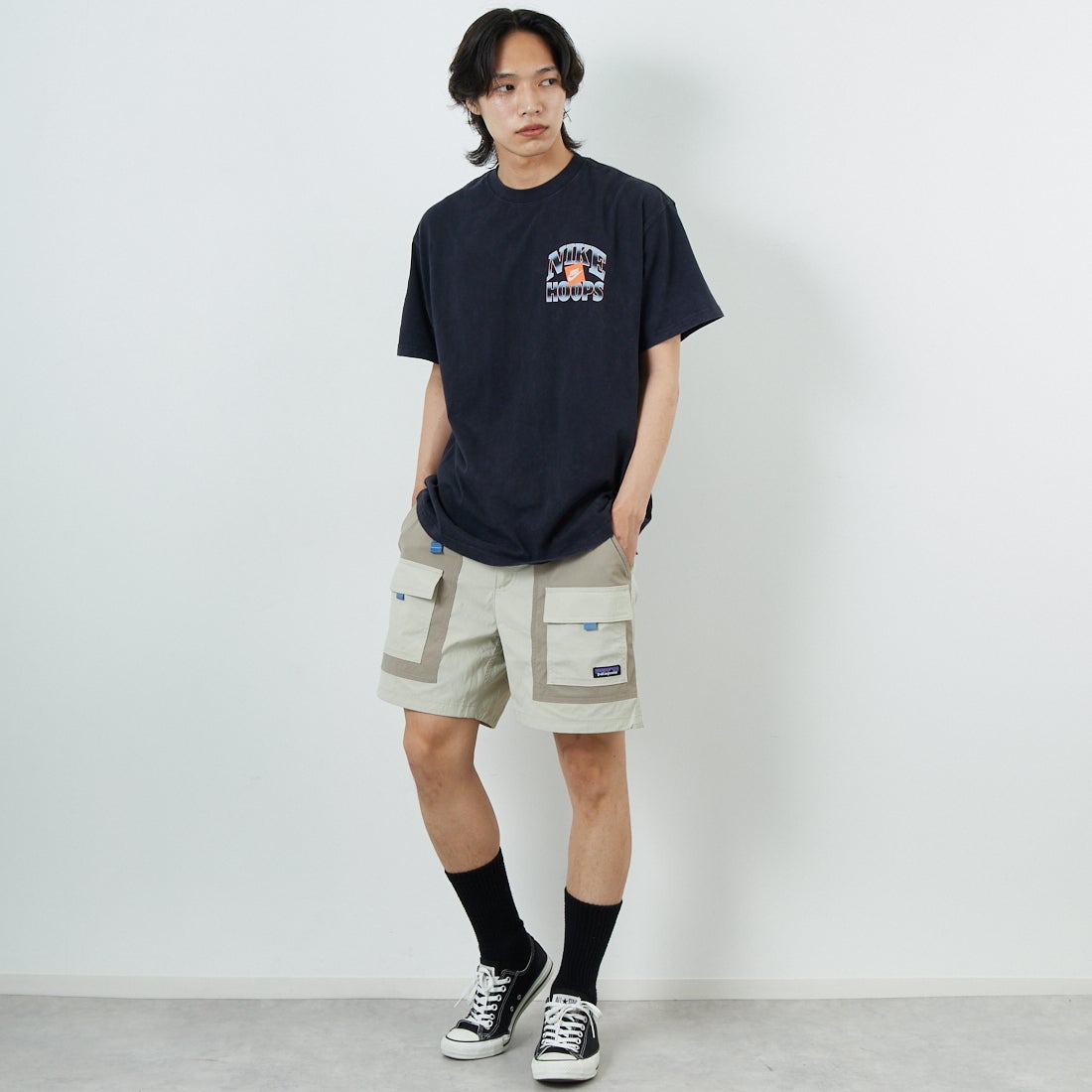 NIKE [ナイキ] マックス90 バスケットボールTシャツ [HJ3437] 010 BLACK 010 BLACK&&モデル身長：180cm 着用サイズL：L&&