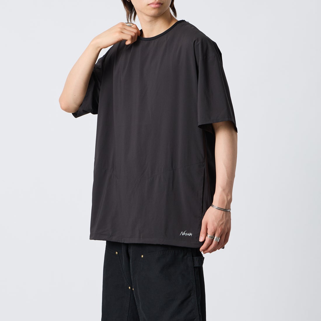 NANGA [ナンガ] PLC エクスカーションTシャツ [N2500-1P403A] BLK &&モデル身長：177cm 着用サイズ：L&&