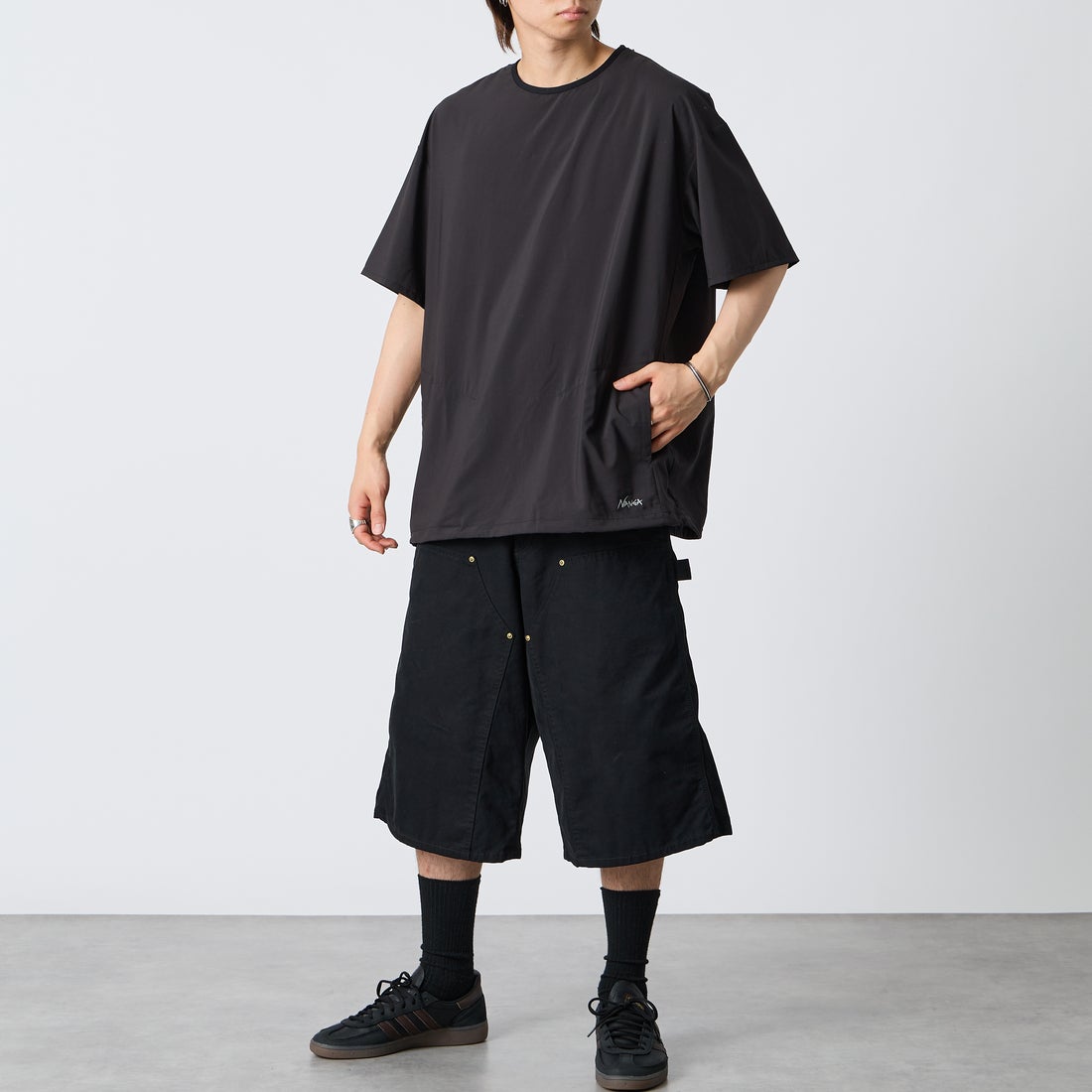 NANGA [ナンガ] PLC エクスカーションTシャツ [N2500-1P403A] BLK &&モデル身長：177cm 着用サイズ：L&&