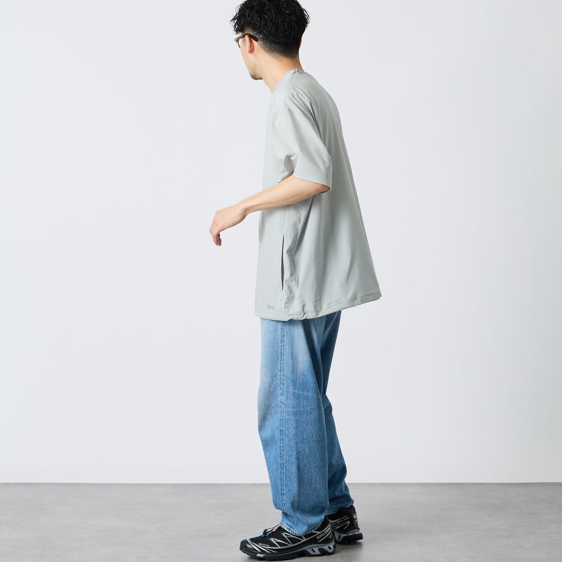 NANGA [ナンガ] PLC エクスカーションTシャツ [N2500-1P403A] I.GRY &&モデル身長：168cm 着用サイズ：M&&