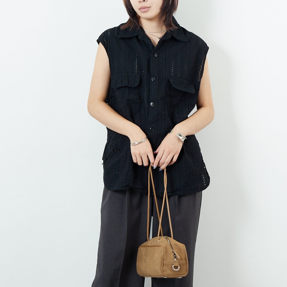 BLACK&&モデル身長：167cm 着用サイズ：S&&