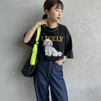 SCREEN STARS [スクリーンスターズ] 別注 ドッグ&キャットプリントTシャツ [2522-SSIN-JF] BLK DOG &&モデル身長：150cm 着用サイズ：F&&