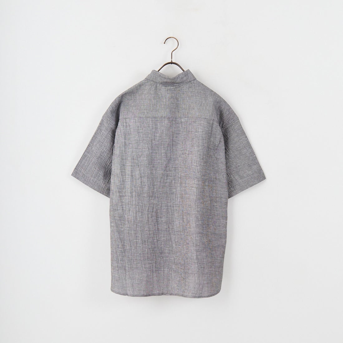 SLICK [スリック] リネンワッシャーチェックレギュラーカラーシャツ [5220109] 740 L.GRAY