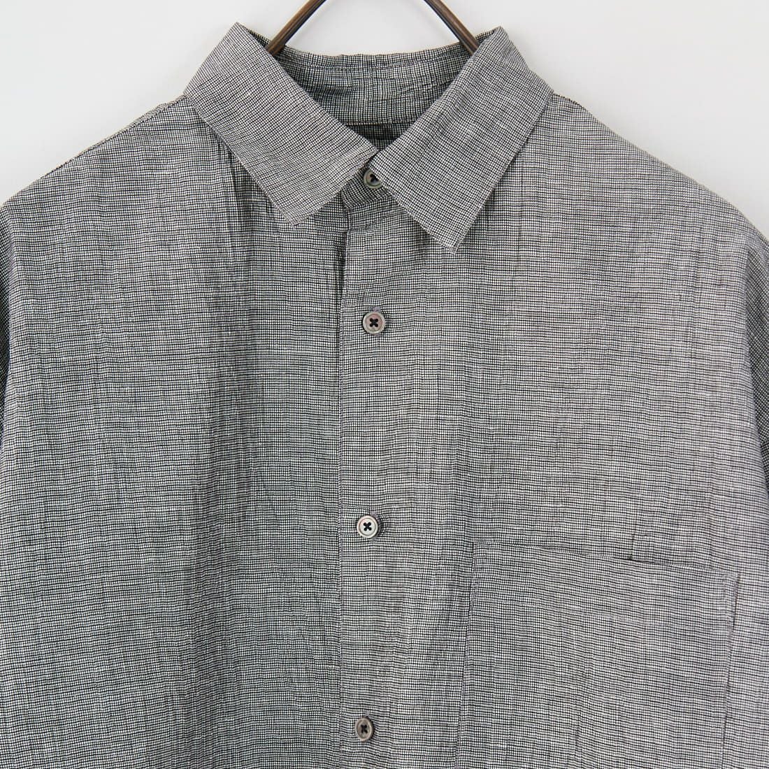 SLICK [スリック] リネンワッシャーチェックレギュラーカラーシャツ [5220109] 740 L.GRAY