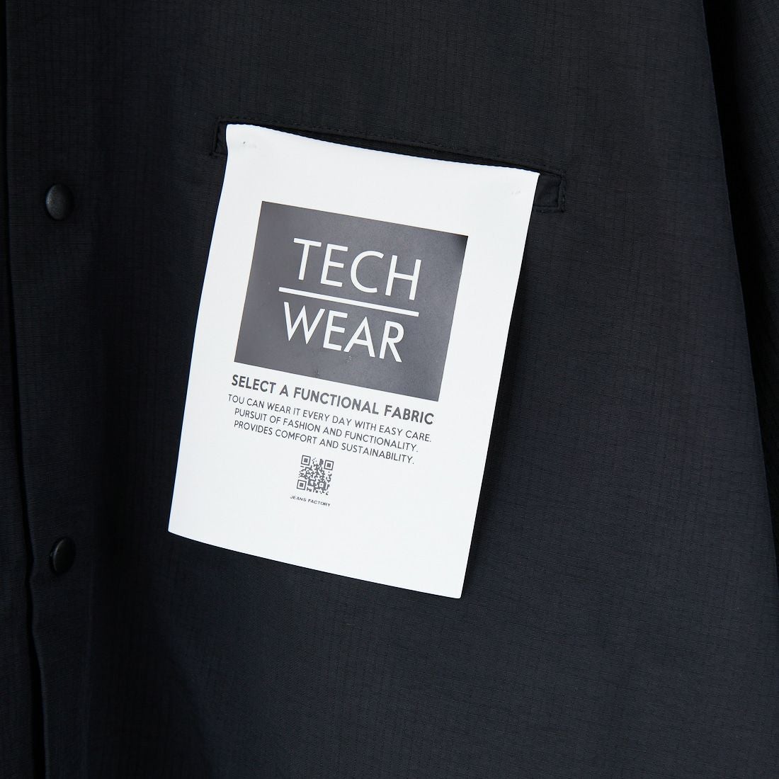 Jeans Factory Clothes [ジーンズファクトリークローズ] TECH ナイロンリップバンドカラーシャツ [EPC-53103] 4 BLACK
