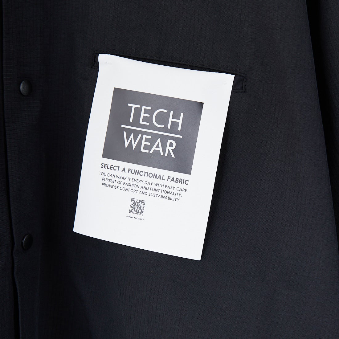 Jeans Factory Clothes [ジーンズファクトリークローズ] TECH ナイロンリップバンドカラーシャツ [EPC-53103] 4 BLACK