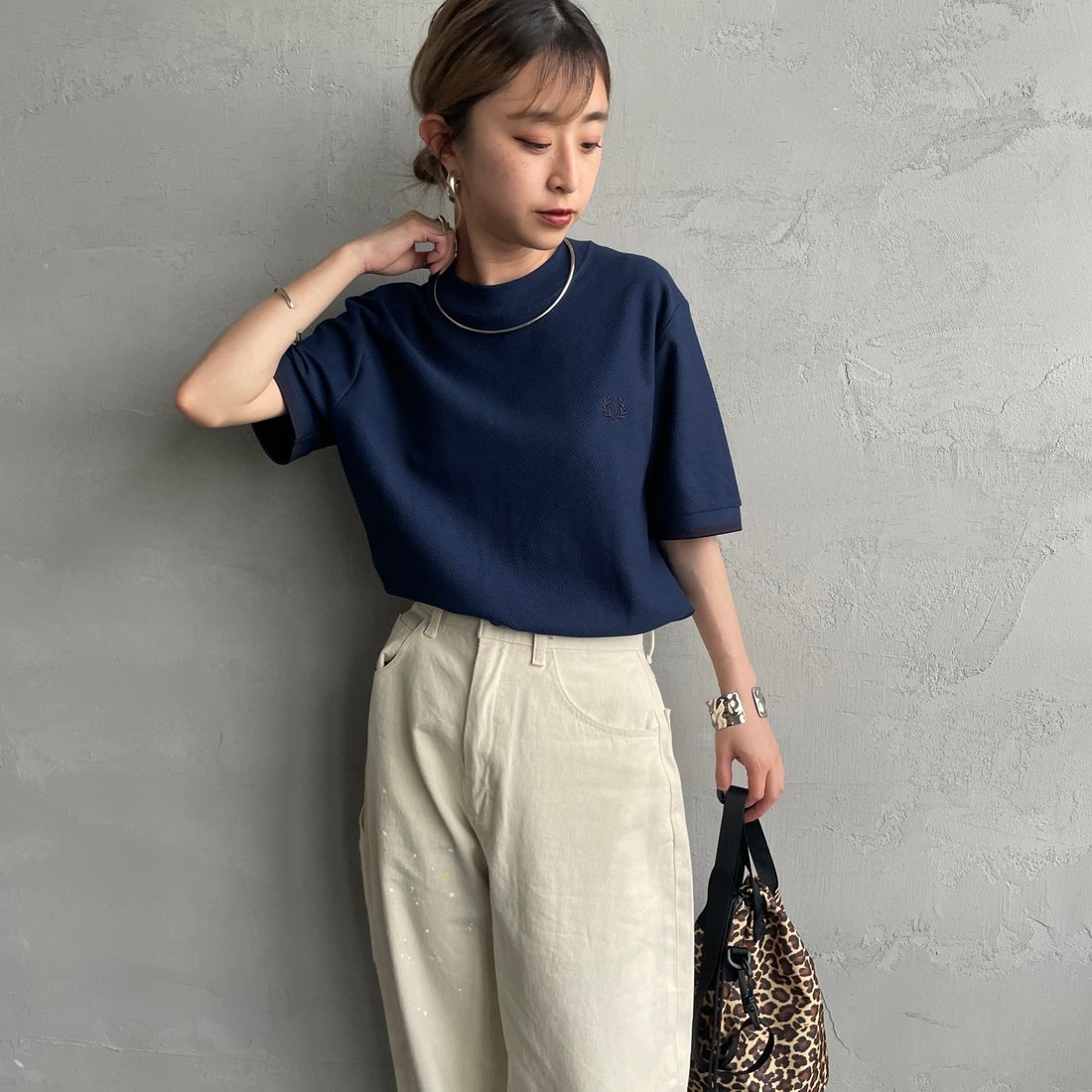 FRED PERRY フレッドペリー　別注 ワンポイントロゴ刺繍 鹿の子Tシャツ WEB限定/SHIPS別注】FRED PERRY: 鹿の子 ワンポイント ロゴ Tシャツ トップス
