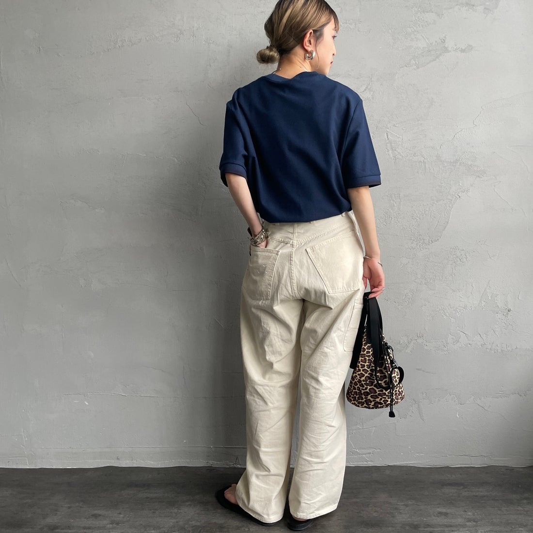 FRED PERRY [フレッドペリー] 袖ティップライン ワンポイント刺繍ロゴ 鹿の子Tシャツ [M4654] Y48 TENNIS &&モデル身長：150cm 着用サイズ：S&&