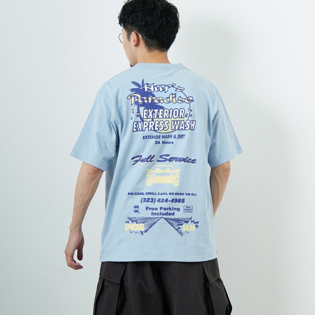 HUF [ハフ] フルサービス ショートスリーブTシャツ [TS02455] SKY &&モデル身長：168cm 着用サイズ：M&&