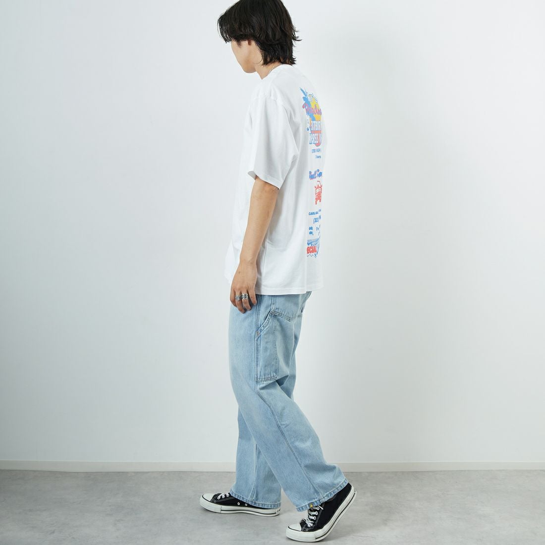 HUF [ハフ] フルサービス ショートスリーブTシャツ [TS02455] WHITE &&モデル身長：179cm 着用サイズ：L&&