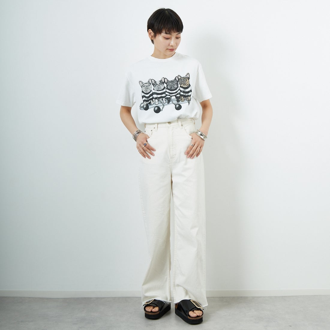 The Endless Summer [エンドレスサマー] 4BUHI ノートリアスプリズナーTシャツ [FH-25574343] 07 WHITE &&モデル身長：160cm 着用サイズ：S&&