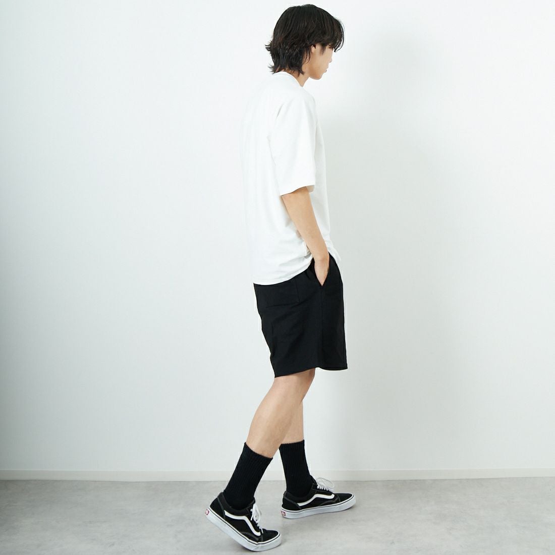 Jeans Factory Clothes [ジーンズファクトリークローズ] TECH WEAR クールリカバーTシャツ [JFC-252-021] WHITE &&モデル身長：179cm 着用サイズ：L&&