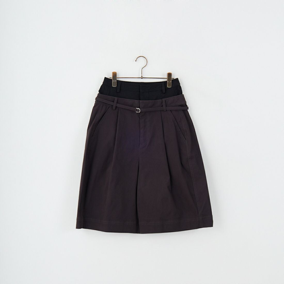 MAISON SPECIAL [メゾンスペシャル] 2WAYダブルウエストカーブハーフパンツ [21251465315] BLK