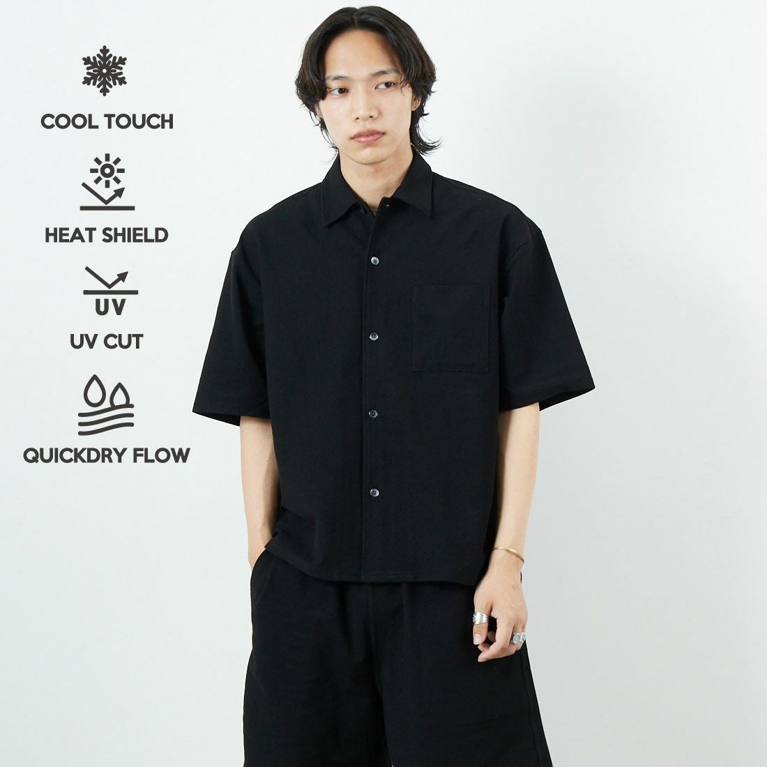 BLACK&&モデル身長：179cm 着用サイズ：L&&