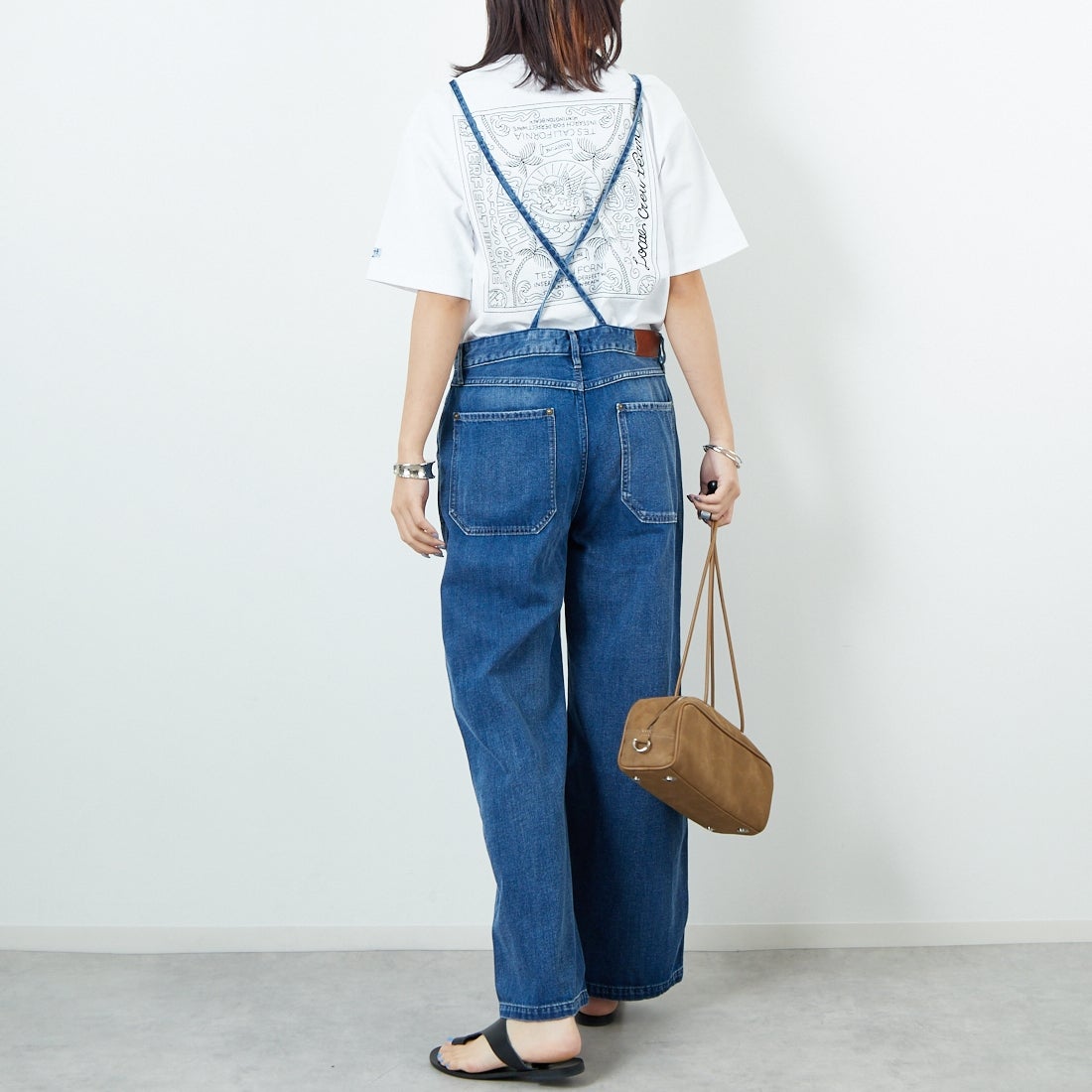 ANTGAUGE [アントゲージ] ワイドフレアデニムオーバーオール [C2336] 36 ﾕｰｽﾞﾄﾞ &&モデル身長：167cm 着用サイズ：M&&