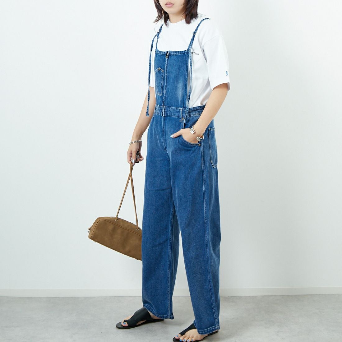 ANTGAUGE [アントゲージ] ワイドフレアデニムオーバーオール [C2336] 36 ﾕｰｽﾞﾄﾞ &&モデル身長：167cm 着用サイズ：M&&