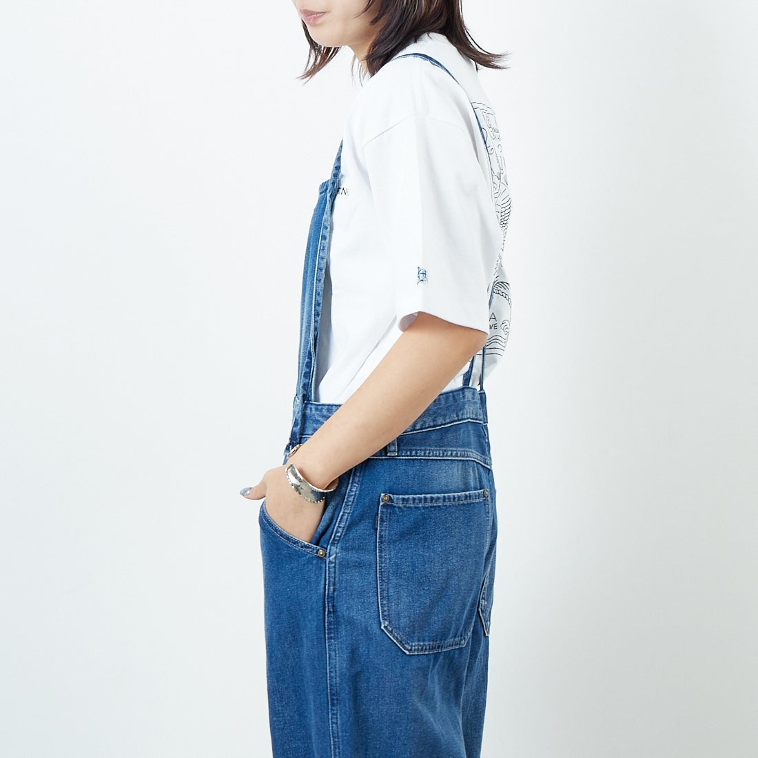 ANTGAUGE [アントゲージ] ワイドフレアデニムオーバーオール [C2336] 36 ﾕｰｽﾞﾄﾞ &&モデル身長：167cm 着用サイズ：M&&