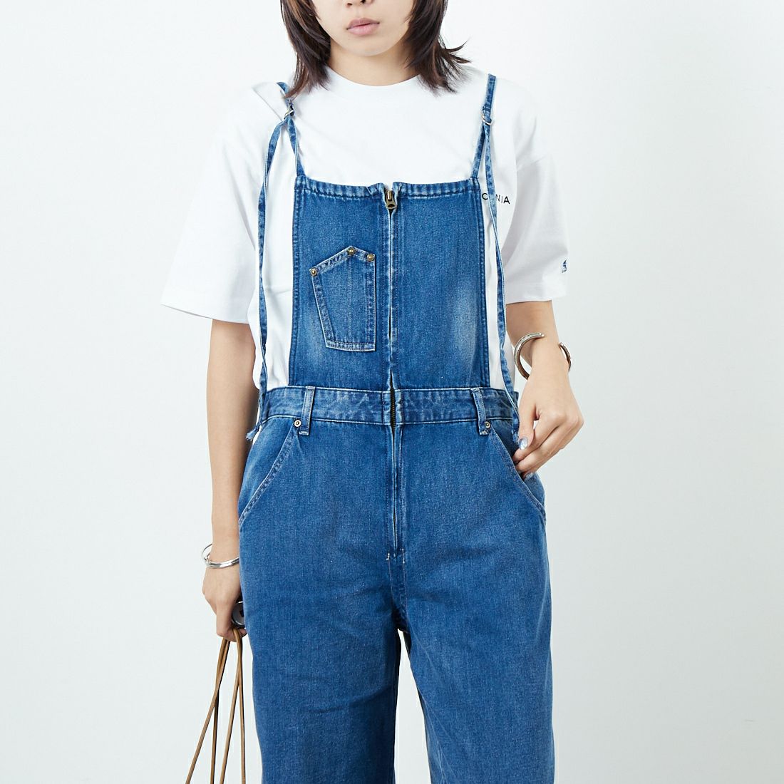 ANTGAUGE [アントゲージ] ワイドフレアデニムオーバーオール [C2336] 36 ﾕｰｽﾞﾄﾞ &&モデル身長：167cm 着用サイズ：M&&