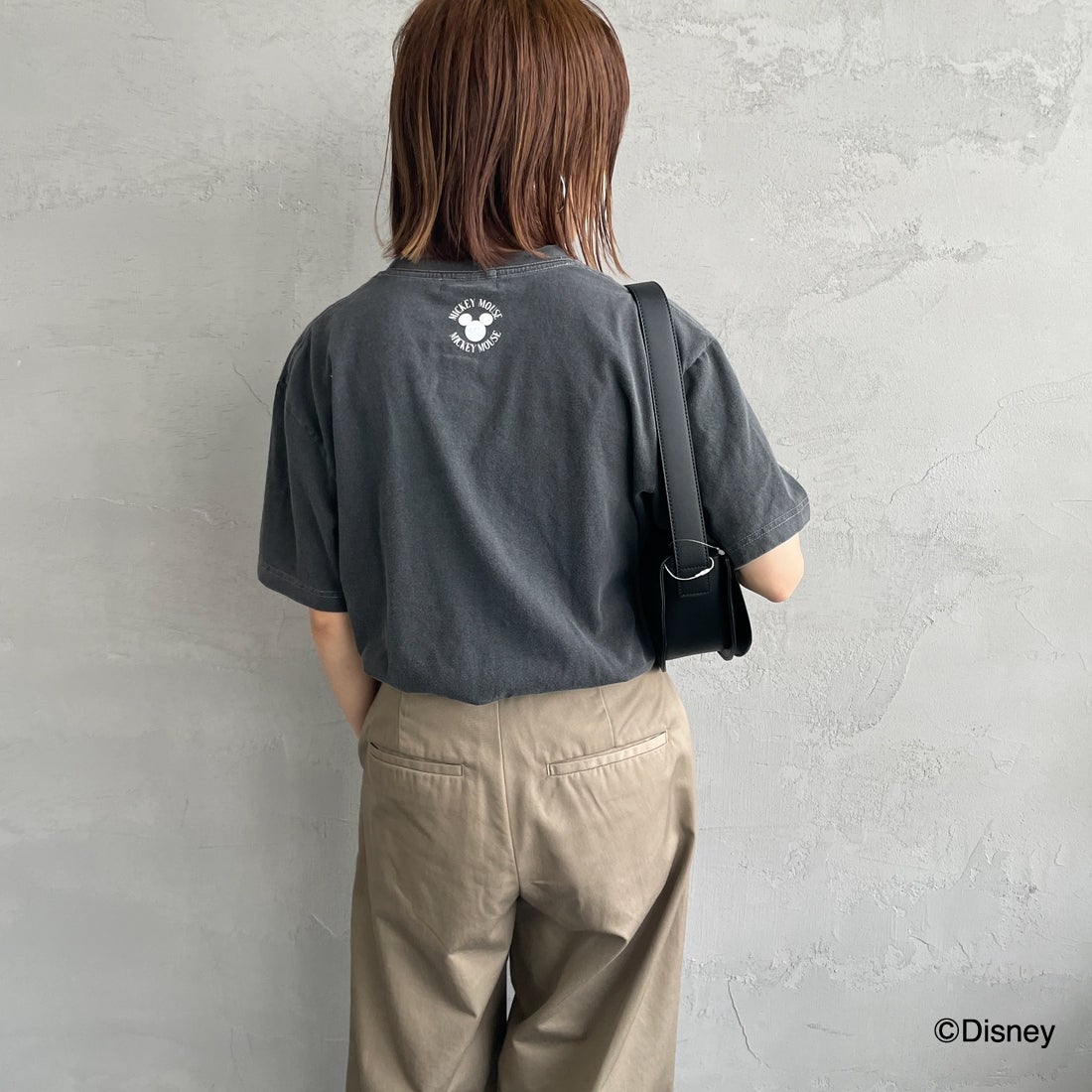 GOOD ROCK SPEED [グッドロックスピード] 別注 / MICKEY MOUSE / プリントTシャツ [INTN-040-JF] CHARCOAL &&モデル身長：158cm 着用サイズ：M&&