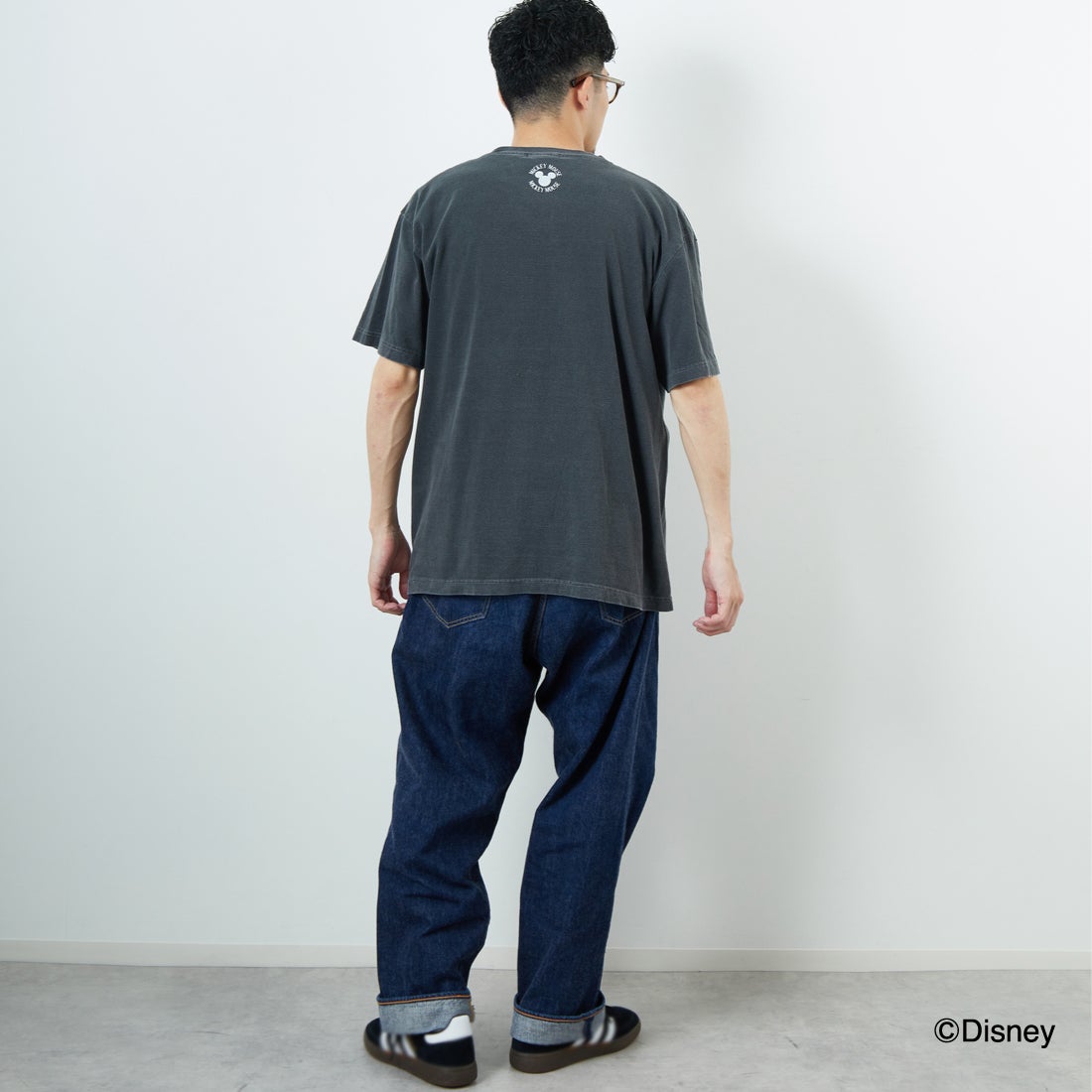 GOOD ROCK SPEED [グッドロックスピード] 別注 / MICKEY MOUSE / プリントTシャツ [INTN-040-JF] CHARCOAL &&モデル身長：168cm 着用サイズ：L&&