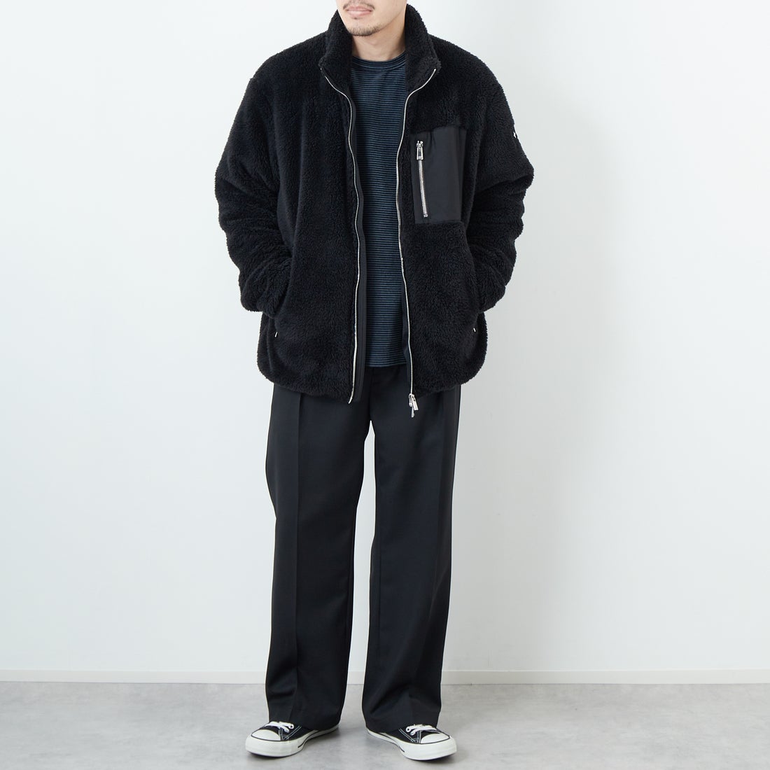 TATRAS [タトラス] MONREALE スタンドカラーブルゾン [MJXA0213033588] BLACK &&モデル身長：168cm 着用サイズ：3&&