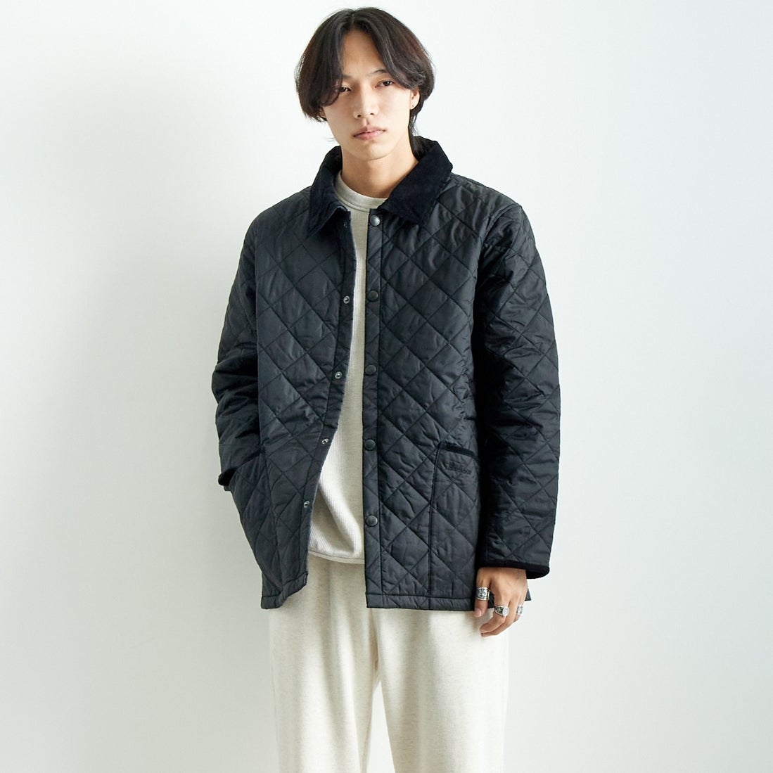 Barbour [バブアー] リデスデイル キルティングブルゾン [MQU1794] BLACK &&モデル身長：179cm 着用サイズ：40&&